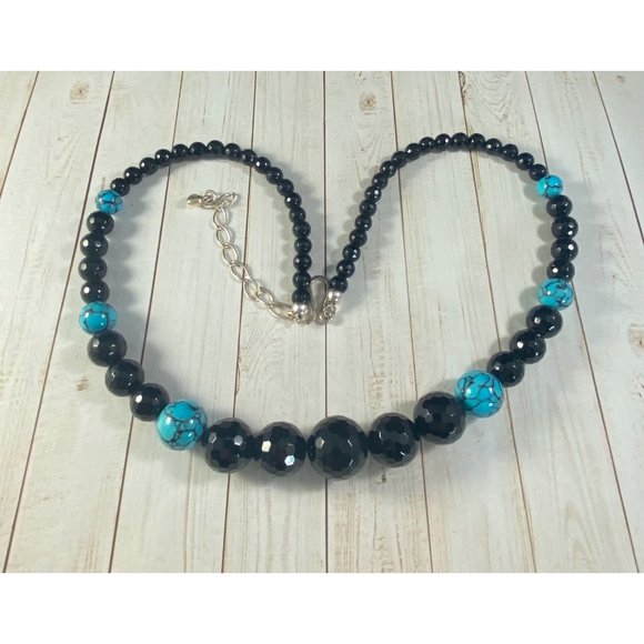 Jay King DTR 925 Midnight Chalcedony Blue Turquoise Beaded Necklace Signed - Picture 7 of 7